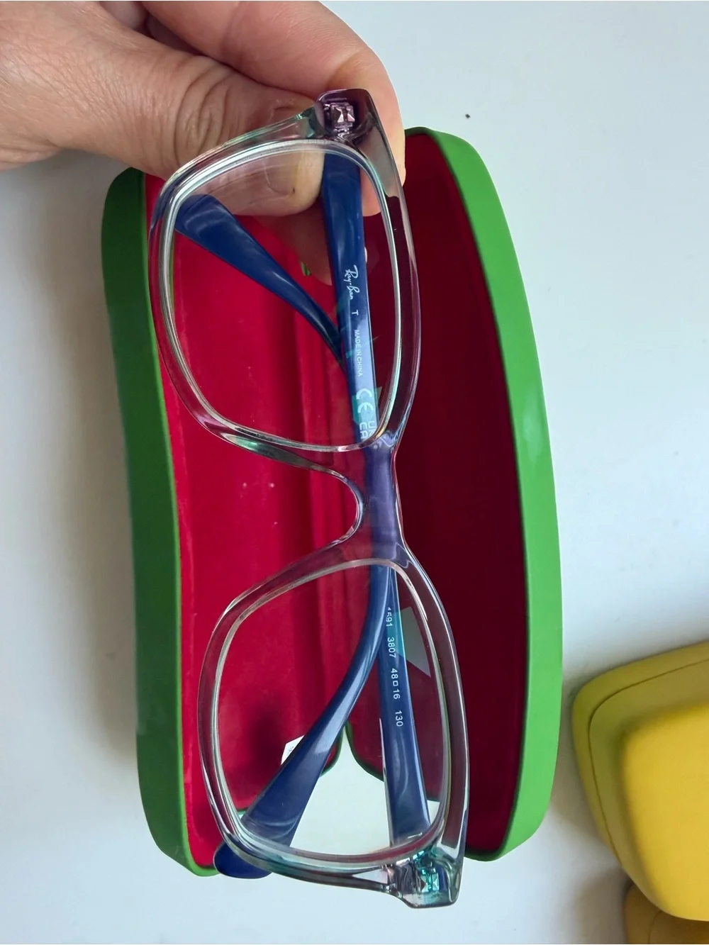 Ray-Ban Clear Frame Kids Glasses with Green Case